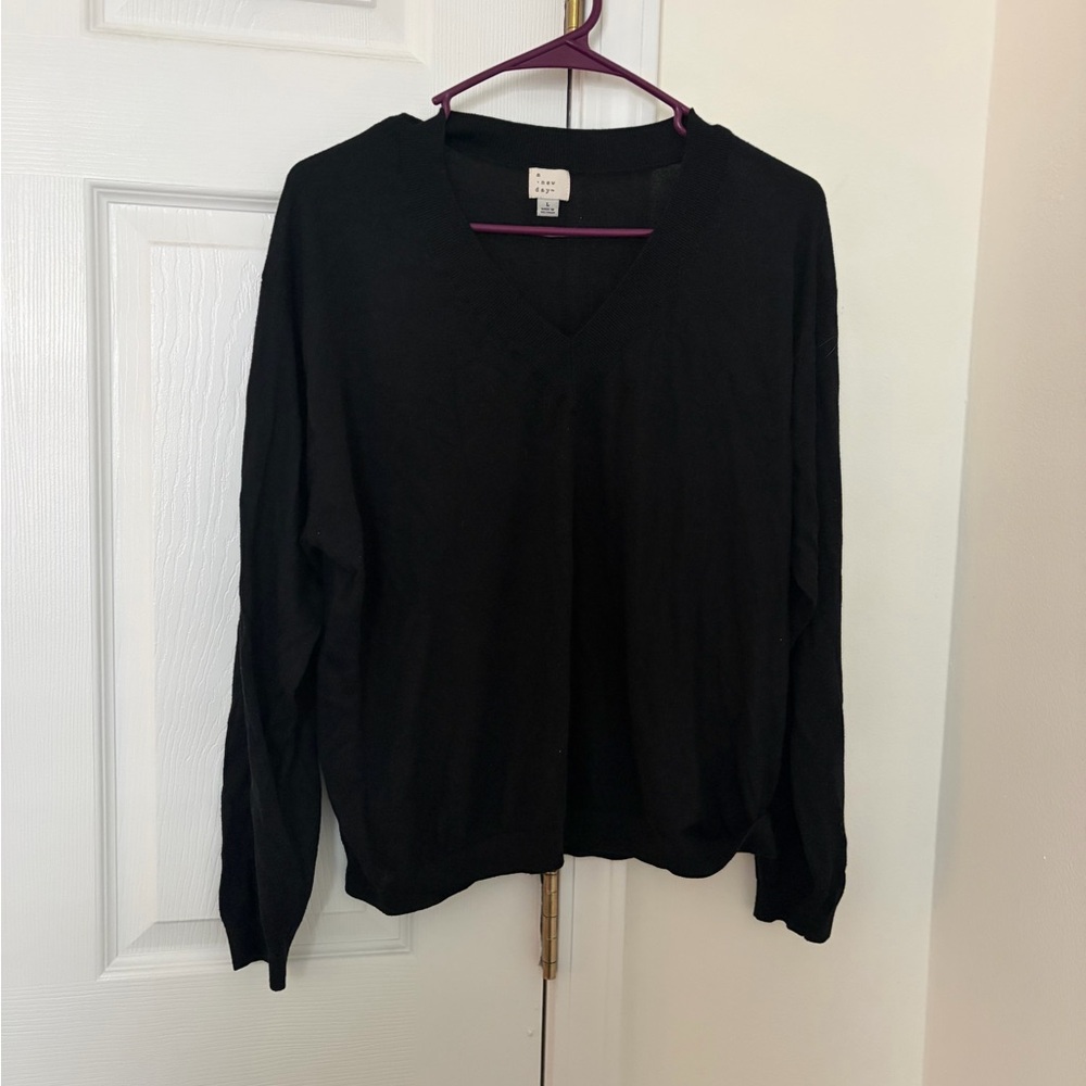 a new day Black V-Neck Sweater